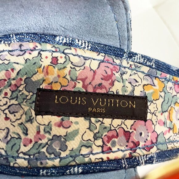 Vintage Louis Vuitton Blue Denim Monogram Heels | Unique Patchwork | S 38.5 EUC - Picture 5 of 14